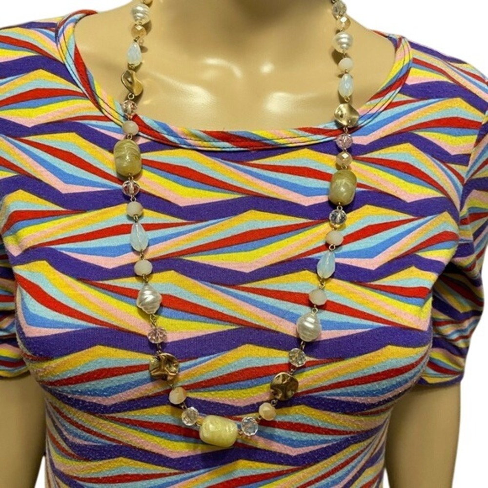 Boho Chic Beaded Necklace Gold Accents‎ Faux Pearl Statement Jewelry